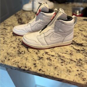 Nike White and Red High-Top Sneakers